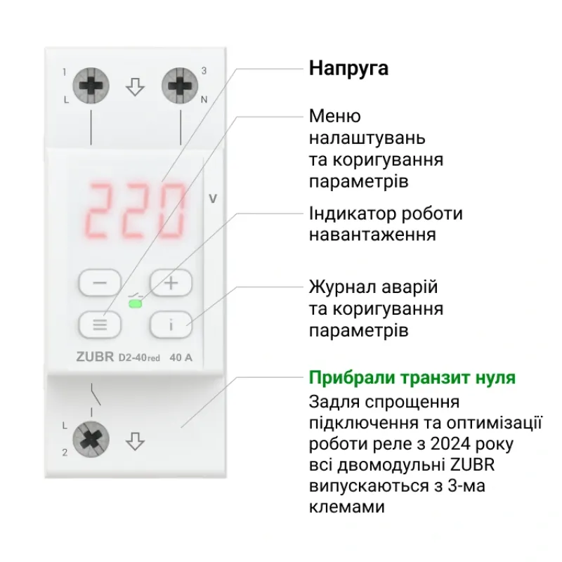 ZUBR D2-50 red Реле напряжения