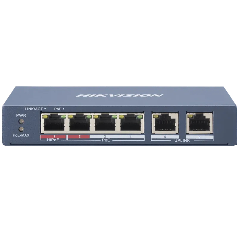 DS-3E0106HP-E/M 4-портовый неуправляемый POE коммутатор Hikvision