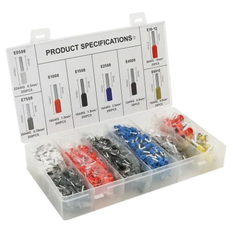 (E0508-200 E2508-250,E1008-300,E1508-250,E4009-50,E7508-200,E1012-25,E6012-25) Набір клем/наконечників 1300шт