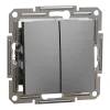 Schneider Electric EPH0300171 Asfora Вимикач 2-клавішний антрацит, пластик, без підсвічування та індикації, для врізного монтажу