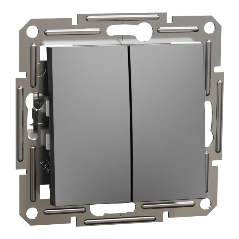 Schneider Electric EPH0300171 Asfora Вимикач 2-клавішний антрацит, пластик, без підсвічування та індикації, для врізного монтажу