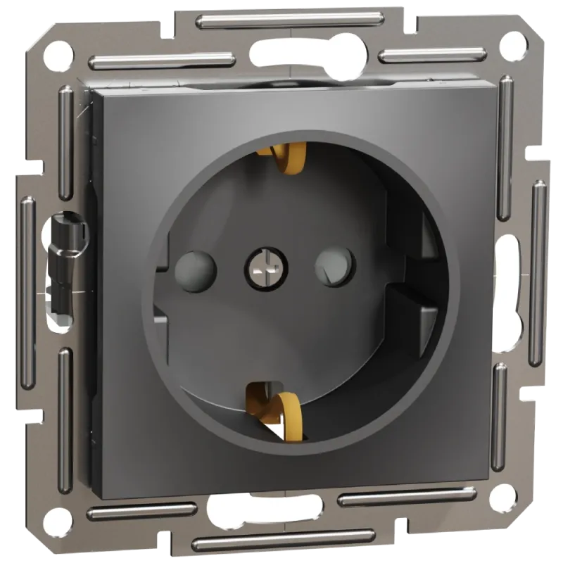 Schneider Electric Asfora EPH2900271 Розетка із заземленням та шторками антрацит