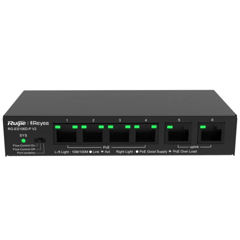 Ruijie Reyee RG-ES106D-P V2 PoE Комутатор 6 портів некерований