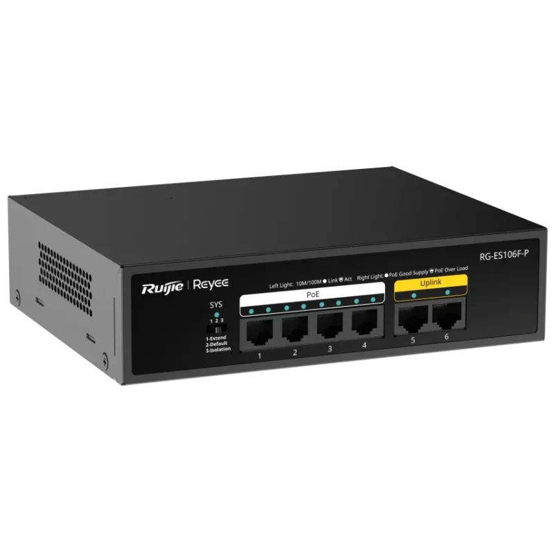 Ruijie Reyee RG-ES106F-P PoE Коммутатор 6 портов неуправляемый
