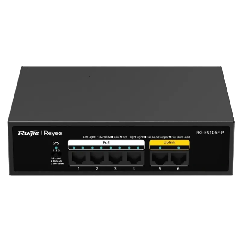 Ruijie Reyee RG-ES106F-P PoE Коммутатор 6 портов неуправляемый
