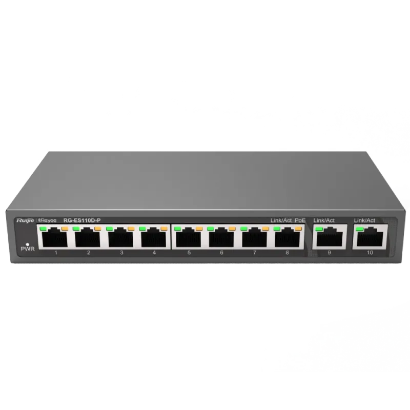 Ruijie Reyee RG-ES110D-P PoE Коммутатор 8 портов неуправляемый