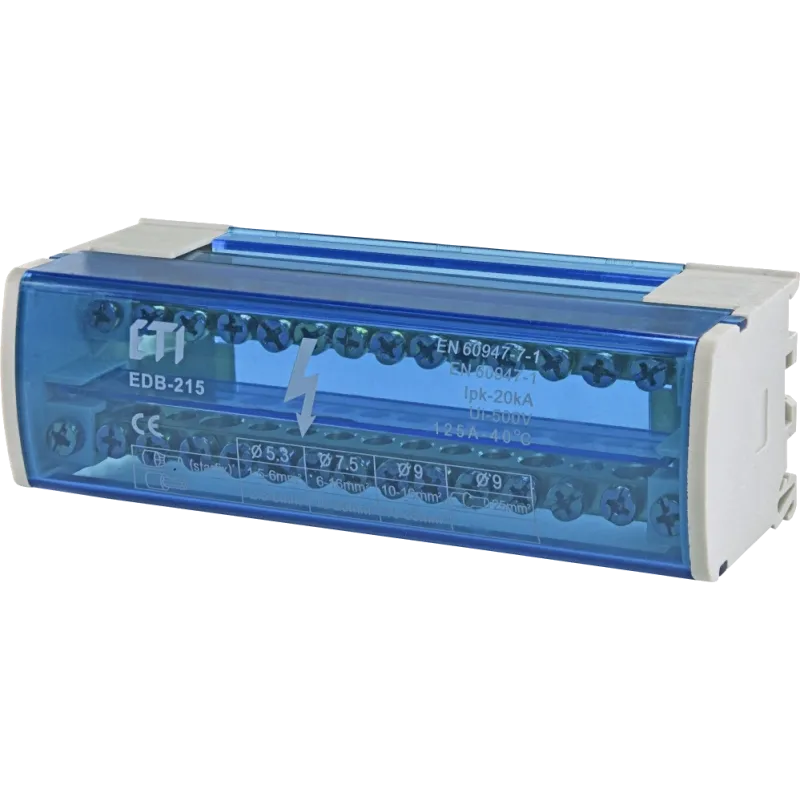 ЕТІ EDB-215 Блок распределительный 2p, L+PE/N, 125A (15 выходов)