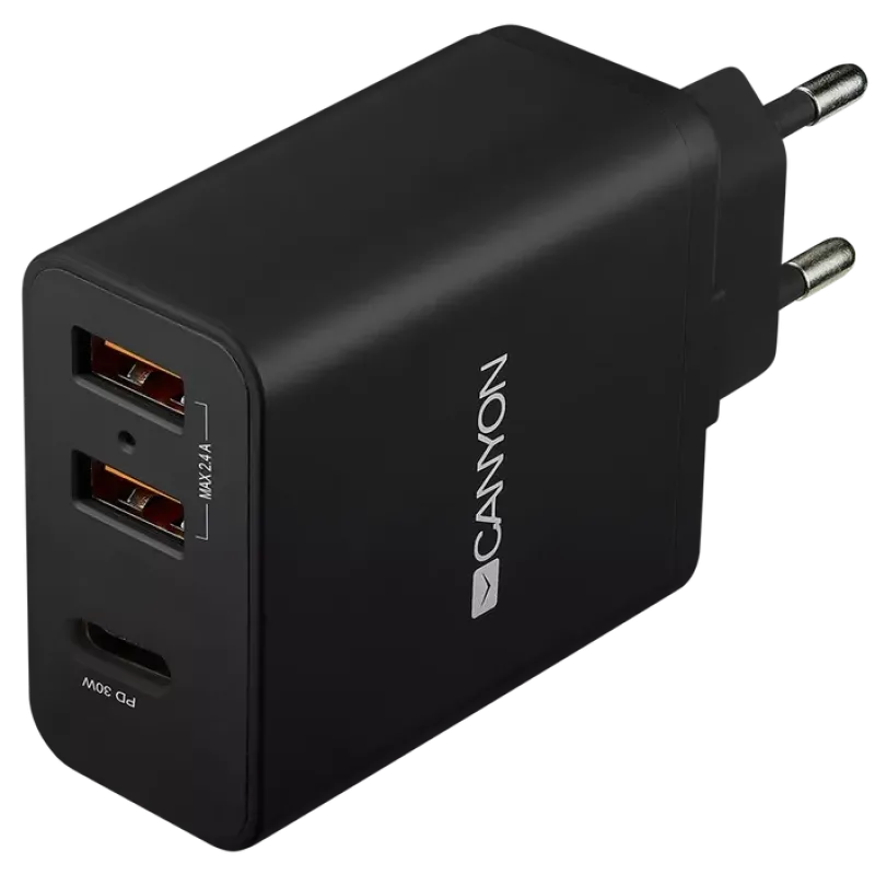 Canyon H-08 black (QC/PD 30W) Сетевое зарядное устройство