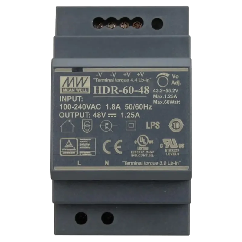 Mean Well HDR-60-48 48B 1.25А для монтажа на DIN рейке Блок питания