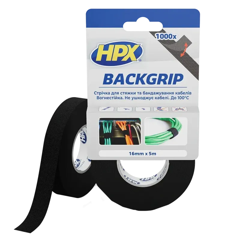 BACKGRIP BG1605 16х1,25мм 5м Стрічка-липучка для бандажу кабелів