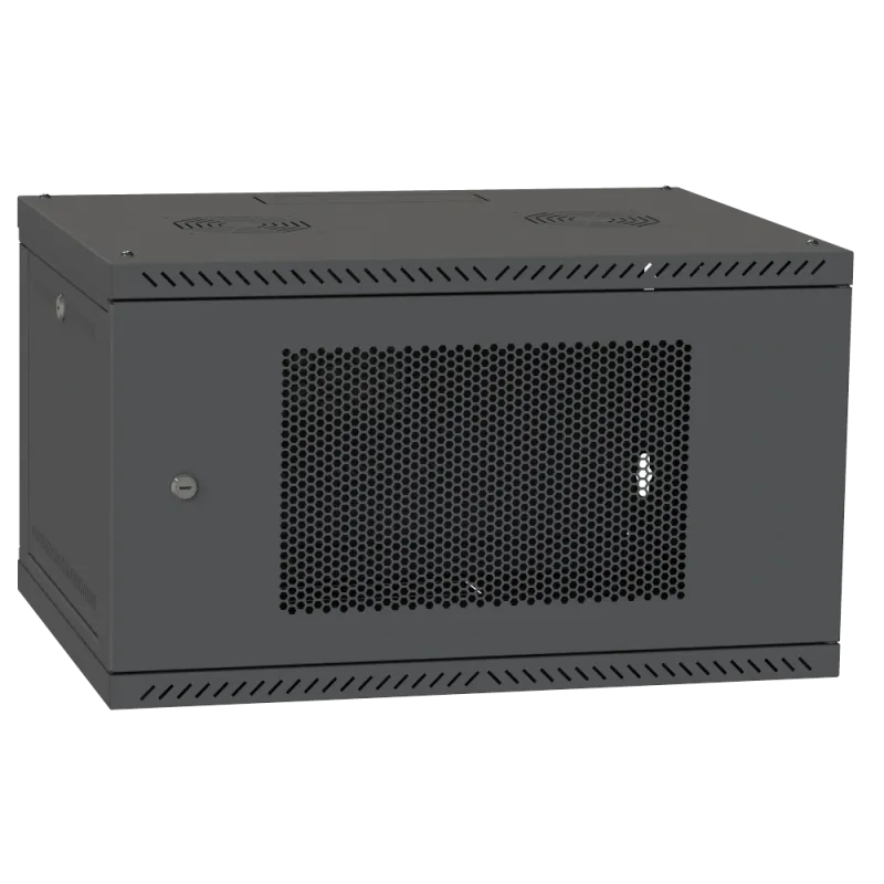 IPCOM 6U 600x450 Шкаф телекоммуникационный двери перф (черный)