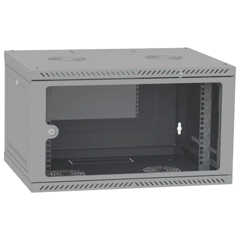 IPCOM 6U 600x600 Шкаф телекоммуникационный двери стекло (серый)