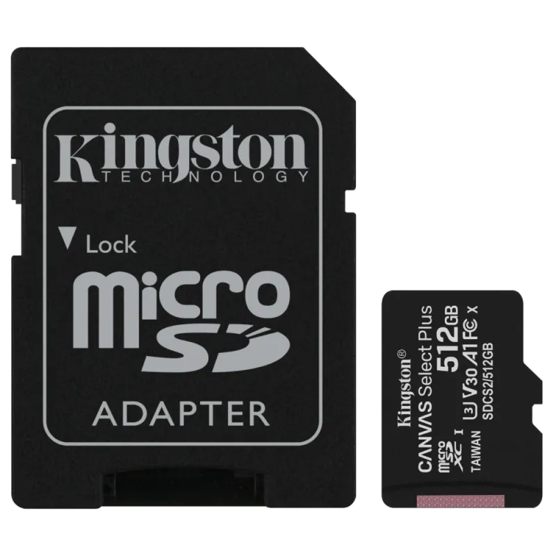 Kingston 512GB micSDXC Canvas Select Plus 100R A1 C10 Card + ADP Модуль флеш-пам'яті