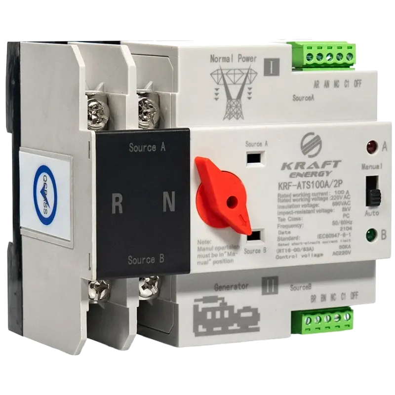 Kraft KRF-ATS100A/2p Автоматический переключатель ( АВР) под DIN-рейку 2 полюса
