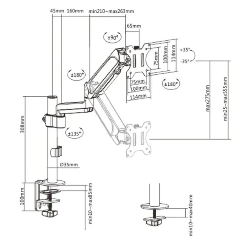 Gembird MA-DA1P-01 17-32" 9 кг Кронштейн для монитора