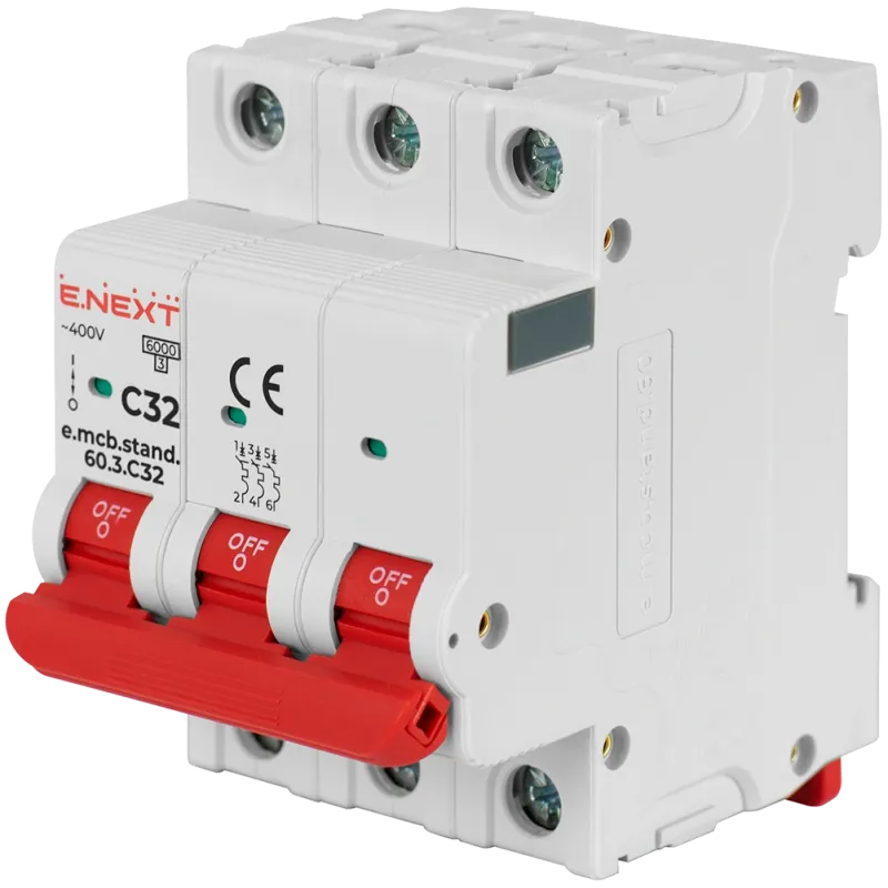 Enext e.mcb.stand.60.3.C32, 3р, 32А, C, 6кА Модульный автоматический выключатель
