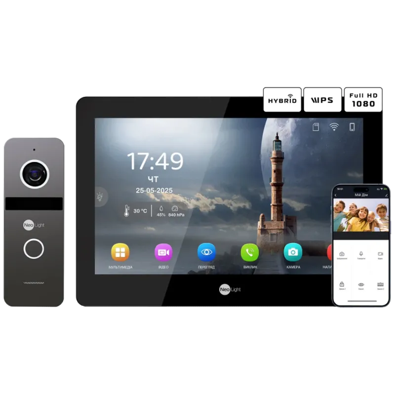 Neolight MEZZO Hybrid Black + SOLO FHD Graphite Комплект видеодомофона