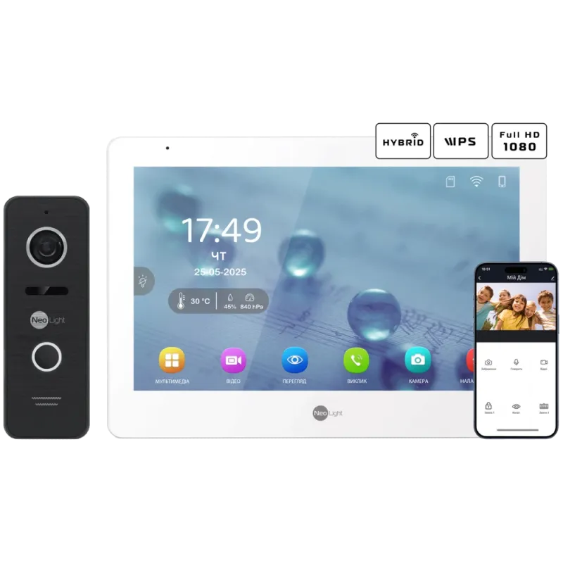 Neolight MEZZO Hybrid + PRIME FHD Black с уголком Комплект видеодомофона