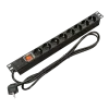 Kingda Блок 19" на 8 роз. нім. станд., 16А, 1U, з вимикачем, шнур 1.8м