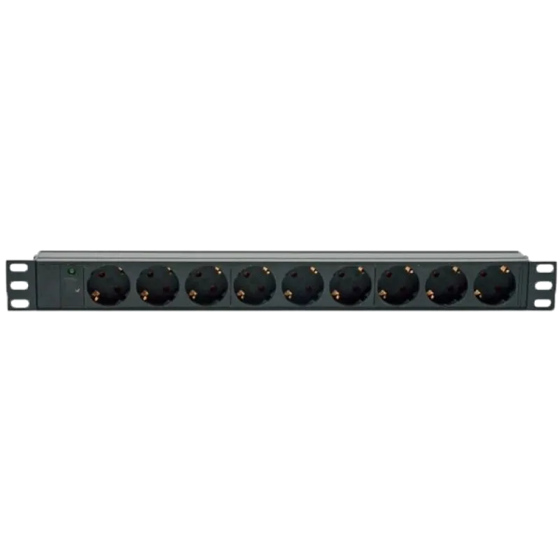 Kingda блок 19" на 9 роз. нім. станд., 10А, з індикат., без шнура, чорний, 1U