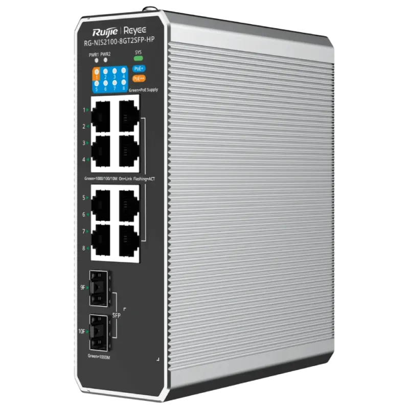 Ruijie Reyee RG-NIS2100-8GT2SFP-HP PoE++ Комутатор 8 портів керований