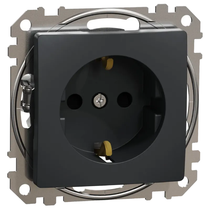 Schneider Electric Sedna Design & Elements SDD114022 Розетка з заземленням та зі шторками Чорний Sedna Design