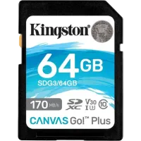 Kingston SDXC Canvas Go Plus 170R C10 UHS-I U3 V30 64Гб Карта памяти
