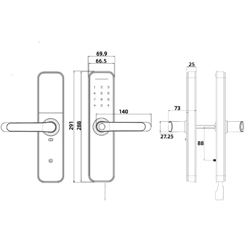 SEVEN LOCK SL-7766BF black (без врізної частини) Умный дверной биометрический замок