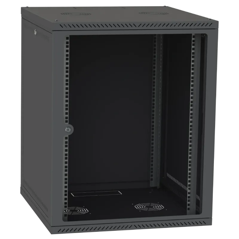 IPCOM СН-15U 600х450 скло RAL9005 Шафа серверна