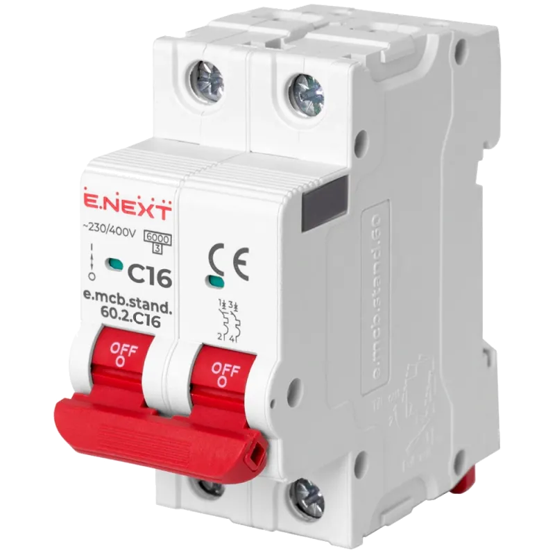 Enext e.mcb.stand.60.2.C16, 2р, 16А, C, 6кА Модульний автоматичний вимикач
