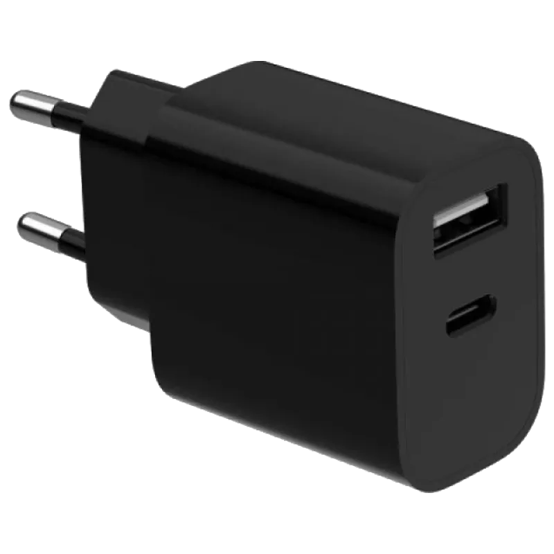 Gembird TA-UC-2AC12-01-BK (USB Type A + USB Type C) Мережевий зарядний пристрій