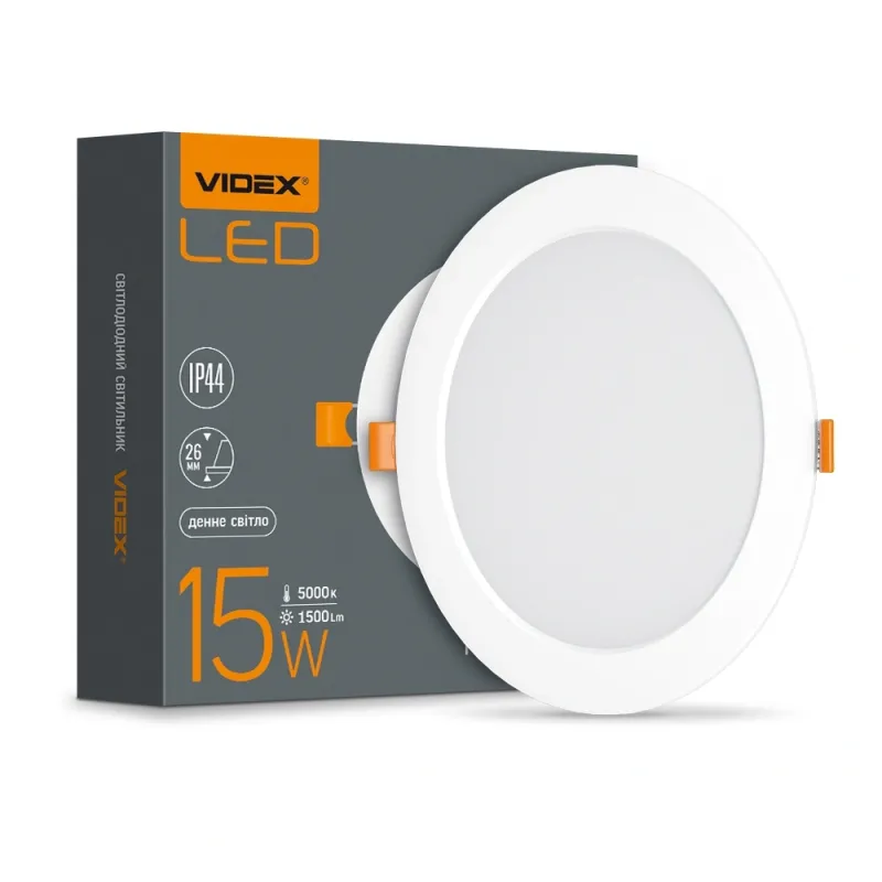 VIDEX 15W 5000K 220V LED світильник Back круглий