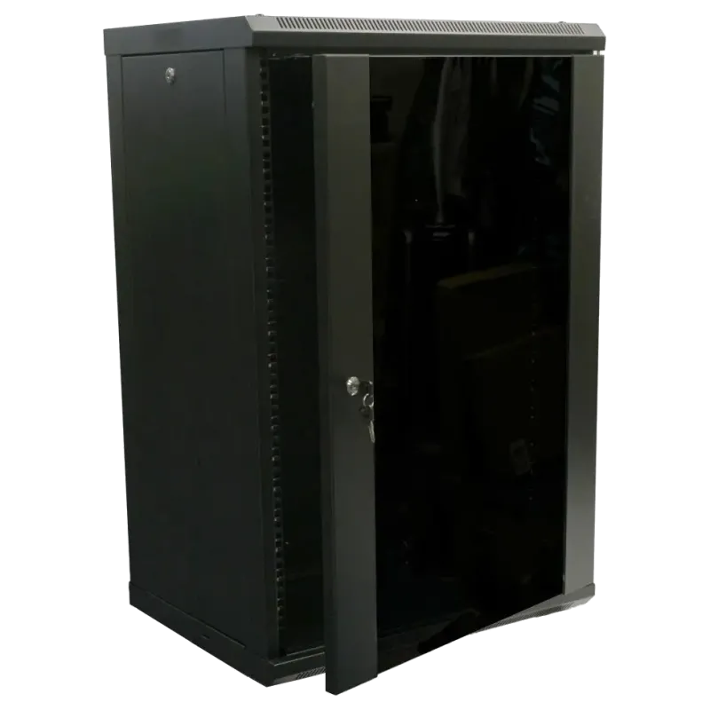 Hypernet WMNC-18U-FLAT- BLACK Шафа коммутаційна настінна 18U 600x450 розбірна